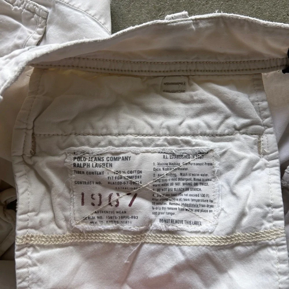 Vintage Polo Ralph Lauren Military Issue Cargo Shorts Size 36‎ White 1967